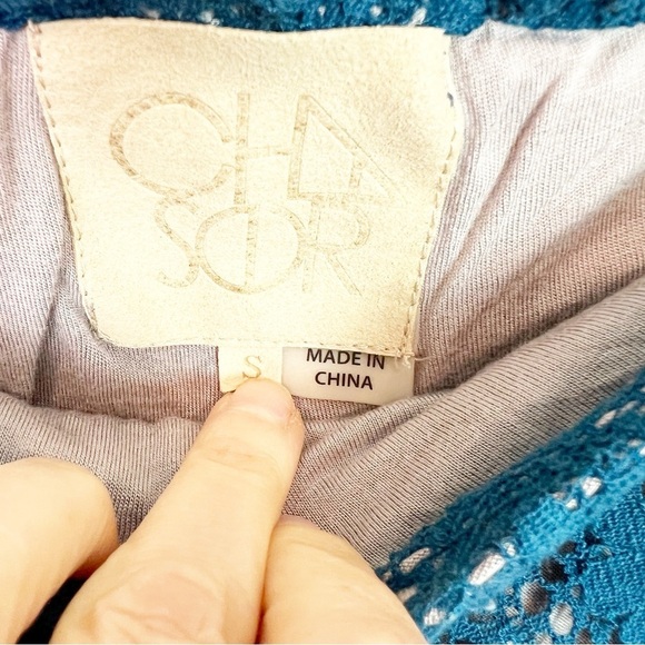 CHASER BLUE EYELET LACE WIDE LEG TIE WAIST COVER  UP PANTS WOMENS SZ SMALL - Picture 7 of 9